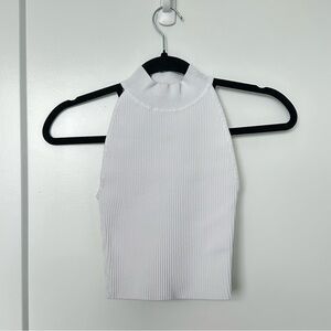 Aritzia Babaton White Ribbed Sleeveless Top - Size XXS